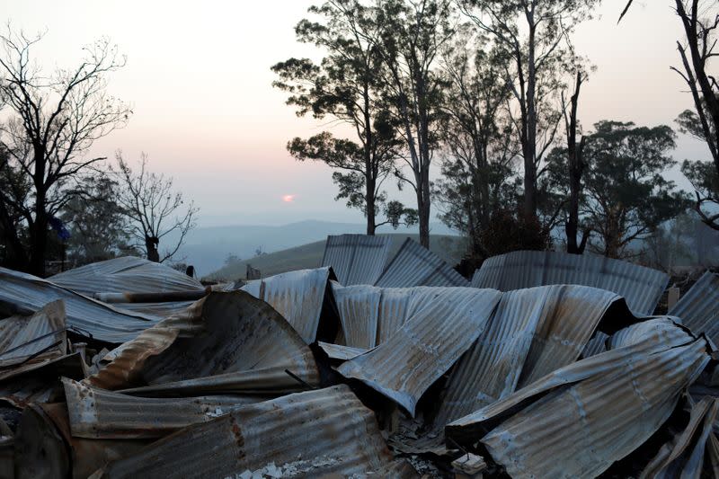 The home of farmer Jeff McCole, destroyed by bushfire, is seen in Buchan, Victoria, Australia