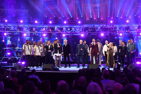 Performers are seen on stage during a special concert "The Queen's Birthday Party" to celebrate the 92nd birthday of Britain's Queen Elizabeth at the Royal Albert Hall in London, Britain April 21, 2018. Andrew Parsons/Pool via Reuters