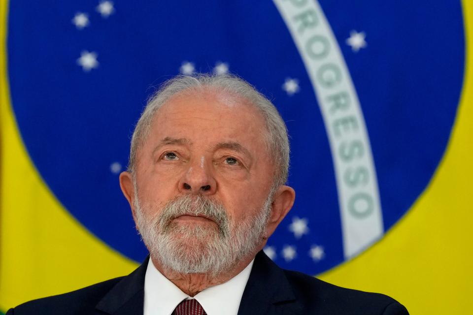 Lula at the Planalto Palace in Brasilia yesterday (AP)