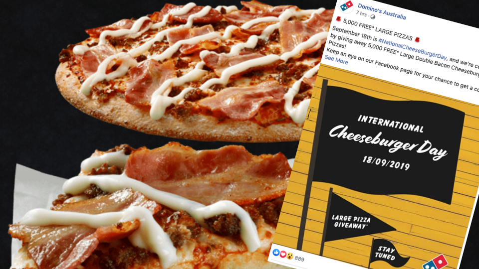 Pictured: Domino's Pizza and free pizza promotion. Images: Domino's