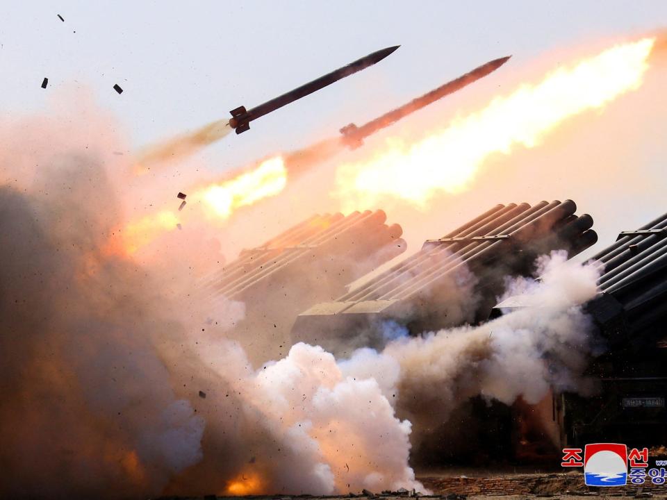 The Korean People's Army conducts an artillery firing drill in North Korea. - Copyright: KCNA via Reuters