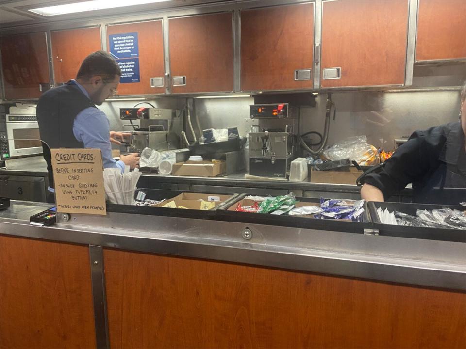 cafe cart on amtrak train