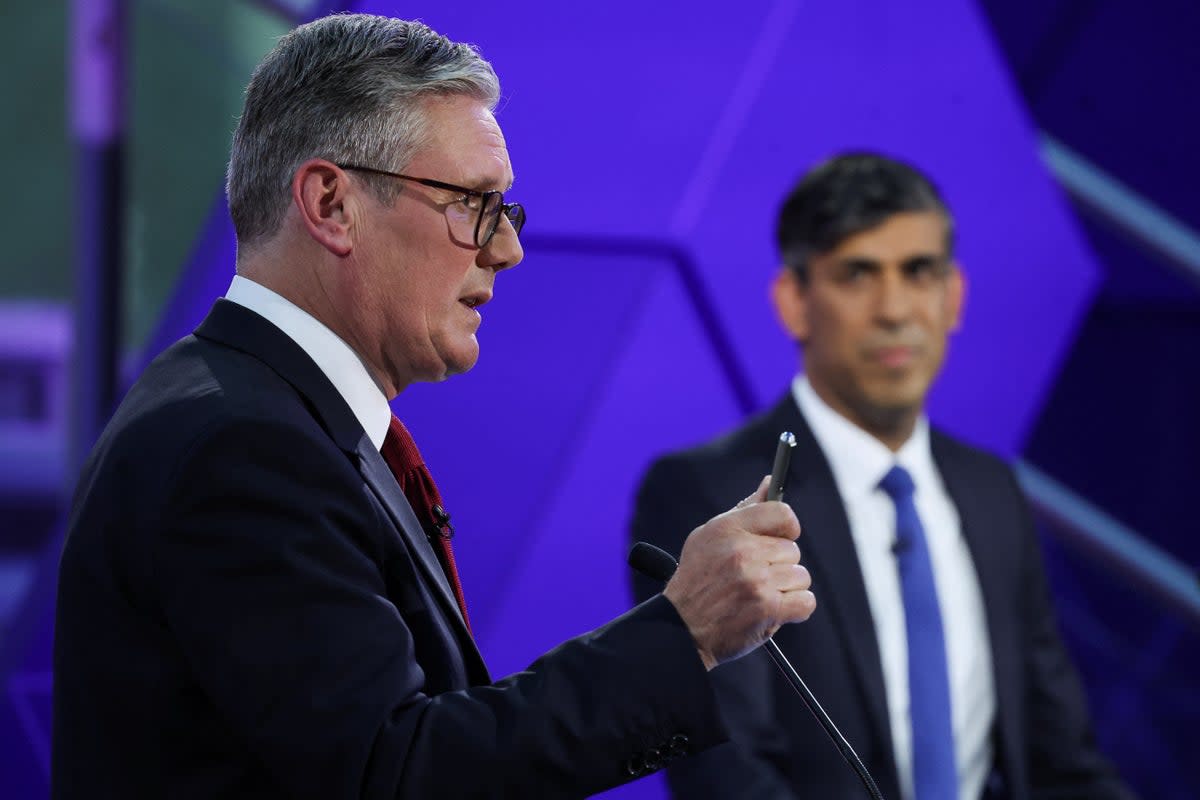 Sir Keir Starmer and Rishi Sunak argue during the final TV debate (Phil Noble/PA) (PA Wire)