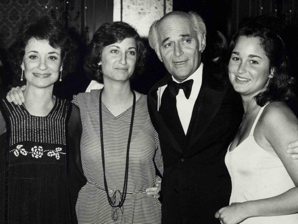 <p>Ron Galella/Ron Galella Collection/Getty</p> Norman Lear with ex-wife Frances and their daughters Maggie and Kate at the 30th Annual Writer