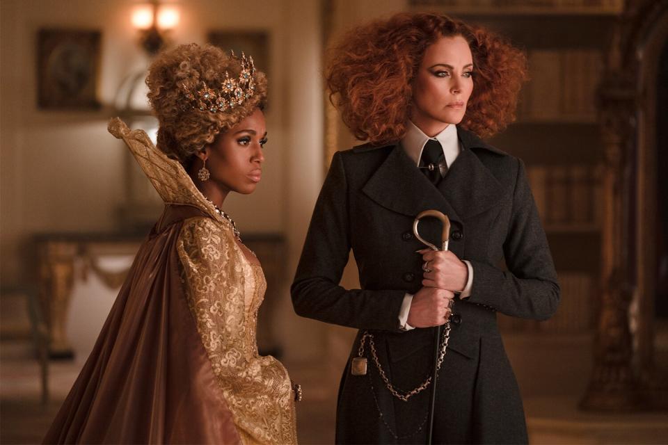 The School for Good and Evil (L-R) Kerry Washington as Professor Dovey, Charlize Theron as Lady Lesso.