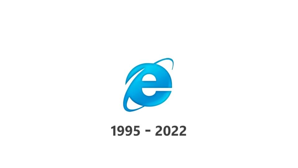 The Internet Explorer logo with dates 1995-2022 below