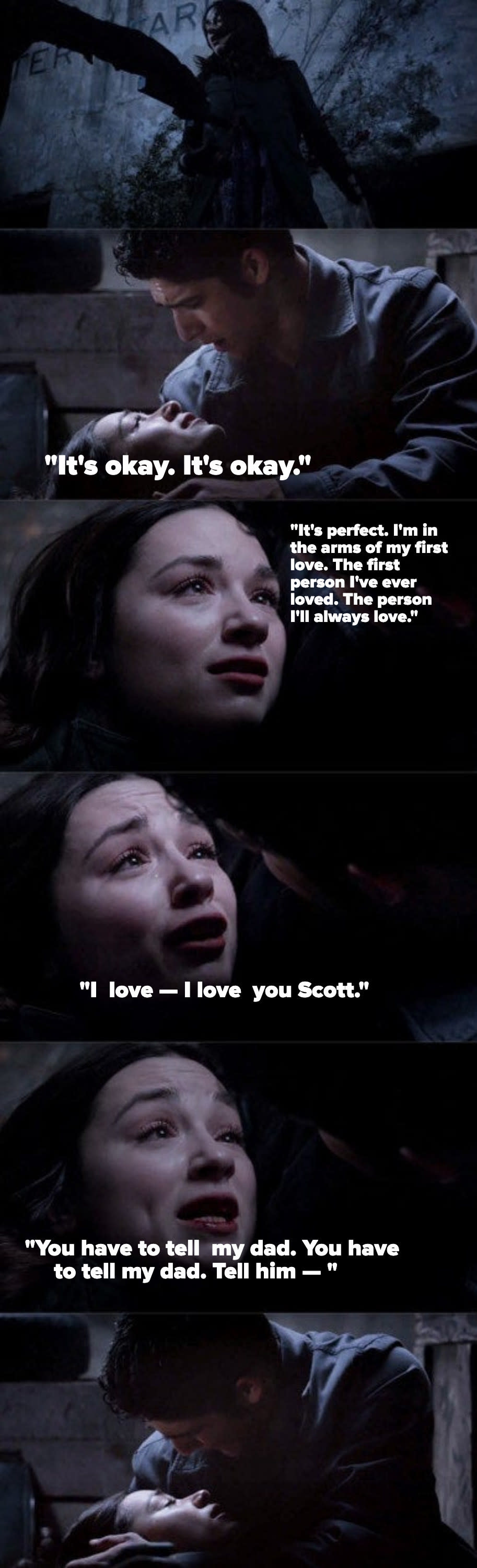 Allison telling Scott she loves him as she's dying