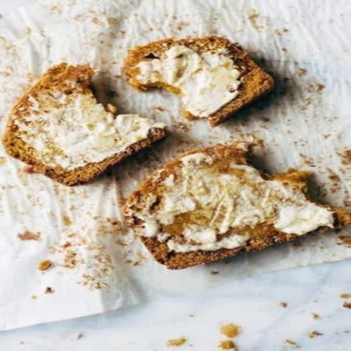 Super-Moist Pumpkin Bread slices with butter