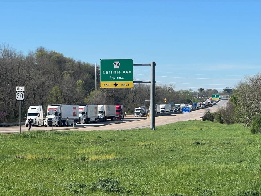 Traffic was shut down on Route 30 in West Manchester Township, York County on Tuesday morning April 16, 2024 due to a multi-vehicle crash.