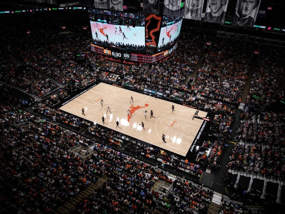 A sellout crowd of more than 19,000 watches the Minnesota Lynx play the Chicago Sky at Toronto's Scotiabank Arena. (Navpreet Singh/CBC - image credit)