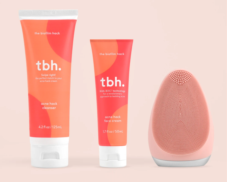 The three-piece acne hack boujee bundle from tbh skincare