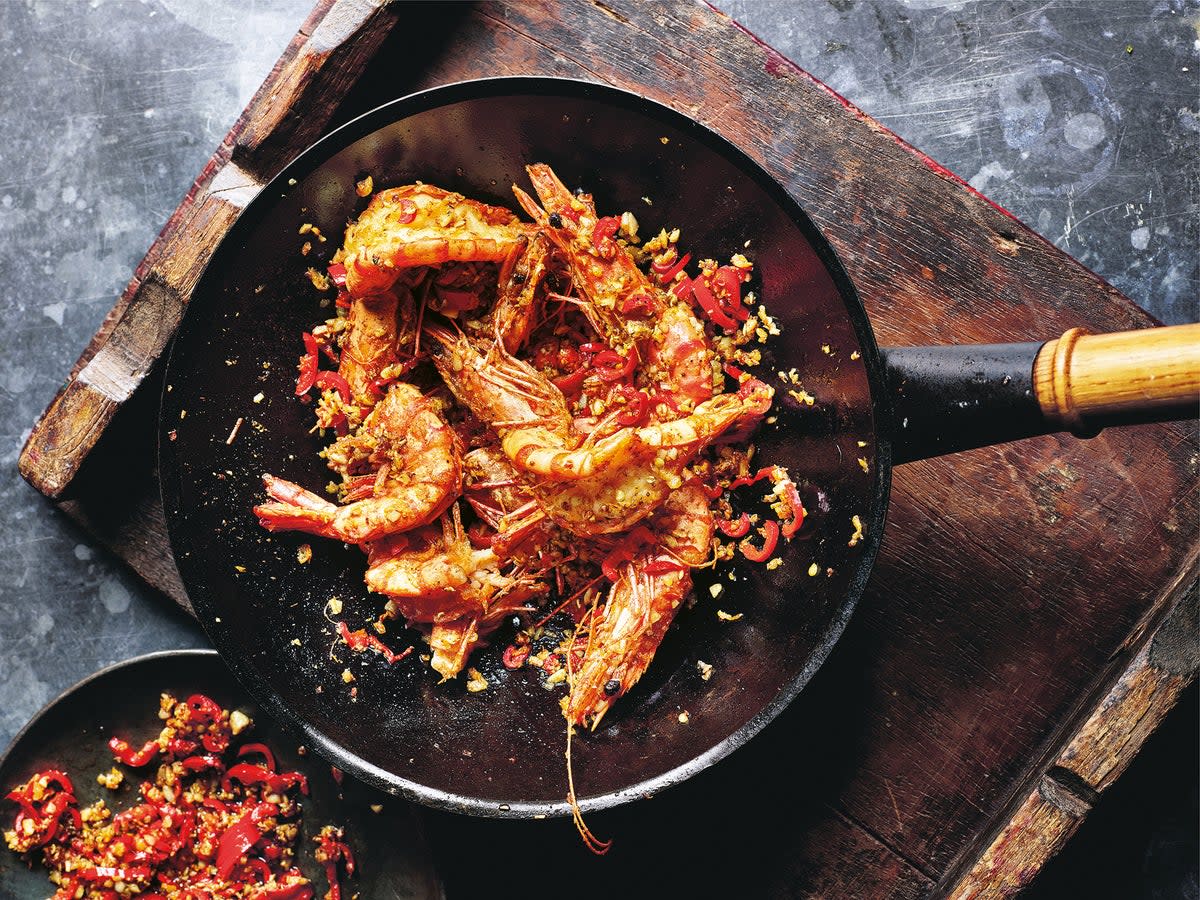These spicy, salty prawns are a quick and easy midweek dinner  (Kris Kirkham/PA)