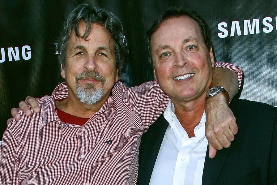 Published Caption:  Peter Farrelly, left, and Bobby Farrelly in 2015. The Boston-based Ruderman Family Foundation said Wednesday that the brothers are recipients of its sixth annual Morton E. Ruderman Award in Inclusion. [Invision via AP, file] Original Caption:  In this Aug. 10, 2015 file photo, Peter Farrelly, left, and Bobby Farrelly attend The Project Greenlight Season 4 premiere of "The Leisure Class" at The Theatre At The Ace Hotel in Los Angeles. The Boston-based Ruderman Family Foundation said Wednesday, Dec. 4, 2019, that the brothers are recipients of its sixth annual Morton E. Ruderman Award in Inclusion for pressing Hollywood to do a better job of casting and portraying people with disabilities. (Photo by Paul A. Hebert/Invision/AP, File)