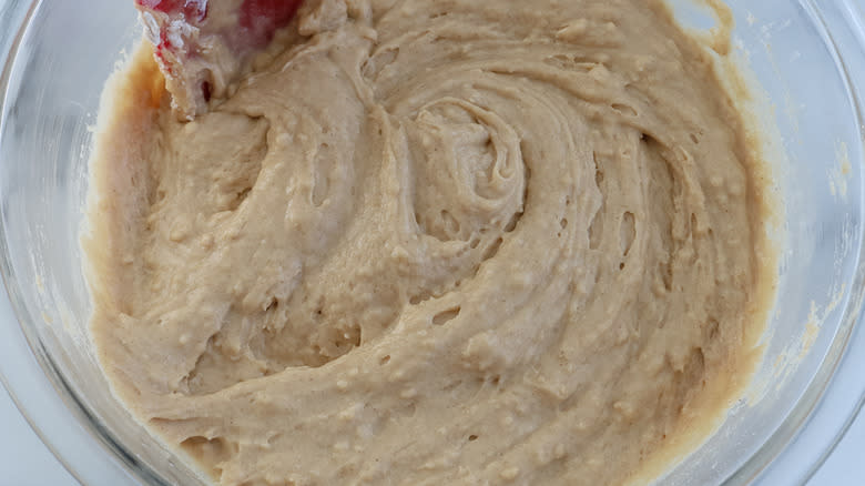 muffin batter in mixing bowl