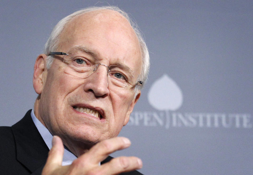 In this Oct. 6, 2011, file photo former Vice President Dick Cheney speaks at the third annual Washington Ideas Forum in Washington. (AP Photo/Manuel Balce Ceneta, File)