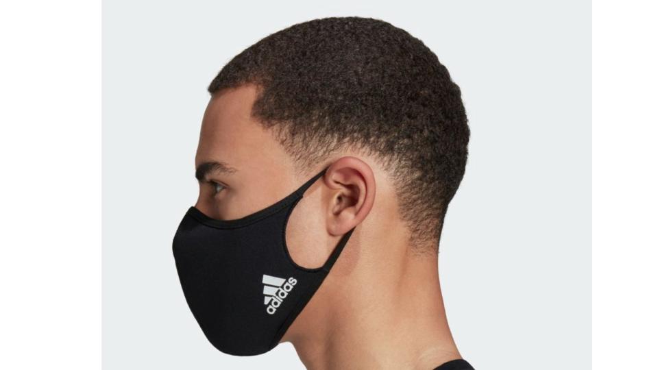 The Adidas face covers come in a three-pack in either blue or black for $28.