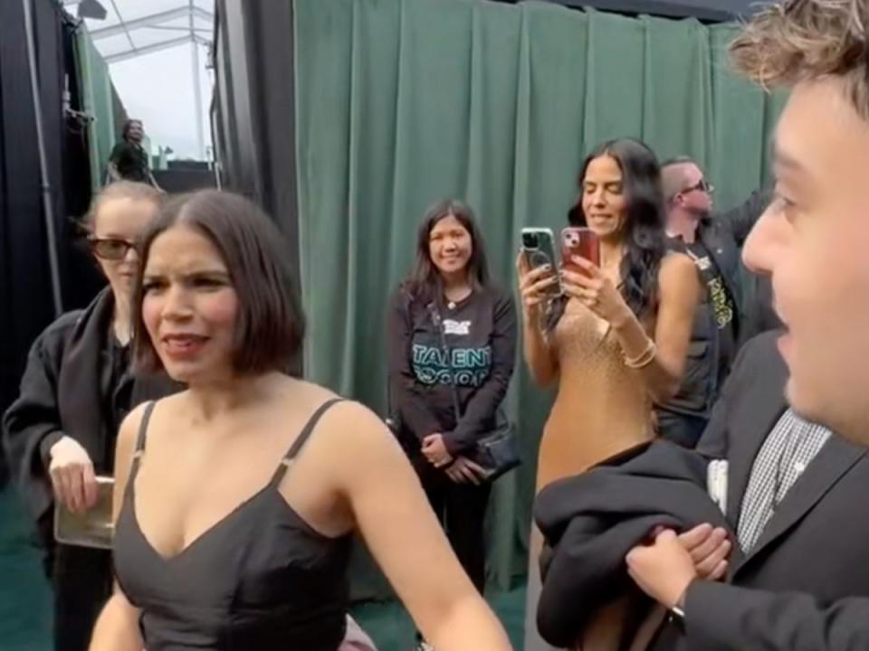 America Ferrera was seen looking confused before she walked away (Harry Daniels/ TikTok: @harry.daniels)