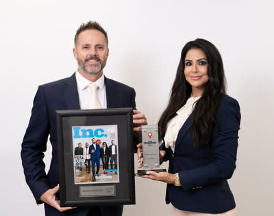 Managing Directors Todd Betlejewski and Jeannette Preston of Liberty1 Financial accept the prestigious award from ink Magazine, recognizing the company as the 4th fastest-growing business in the Pacific Region.