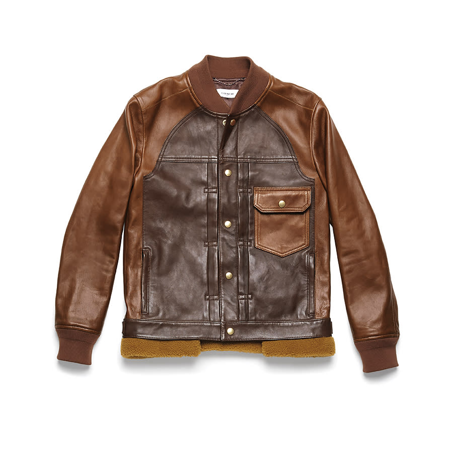 Coach Patched Leather Varsity Jacket