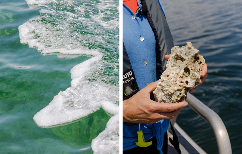 Turkey Point sits on porous rock and underneath it is the Biscayne Aquifer – a primary source of drinking water that could be contaminated at Biscayne National Park, Miami, on Sept. 12, 2022. (Alfonso Duran for NBC News)