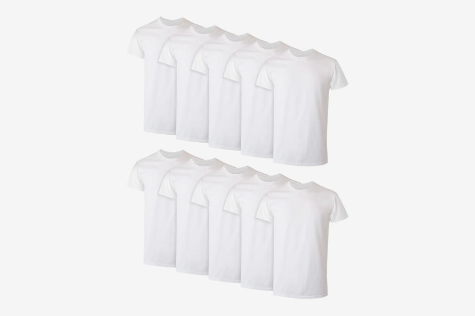 Hanes Super Value Pack White Crew T-Shirt Undershirts, 10 Pack