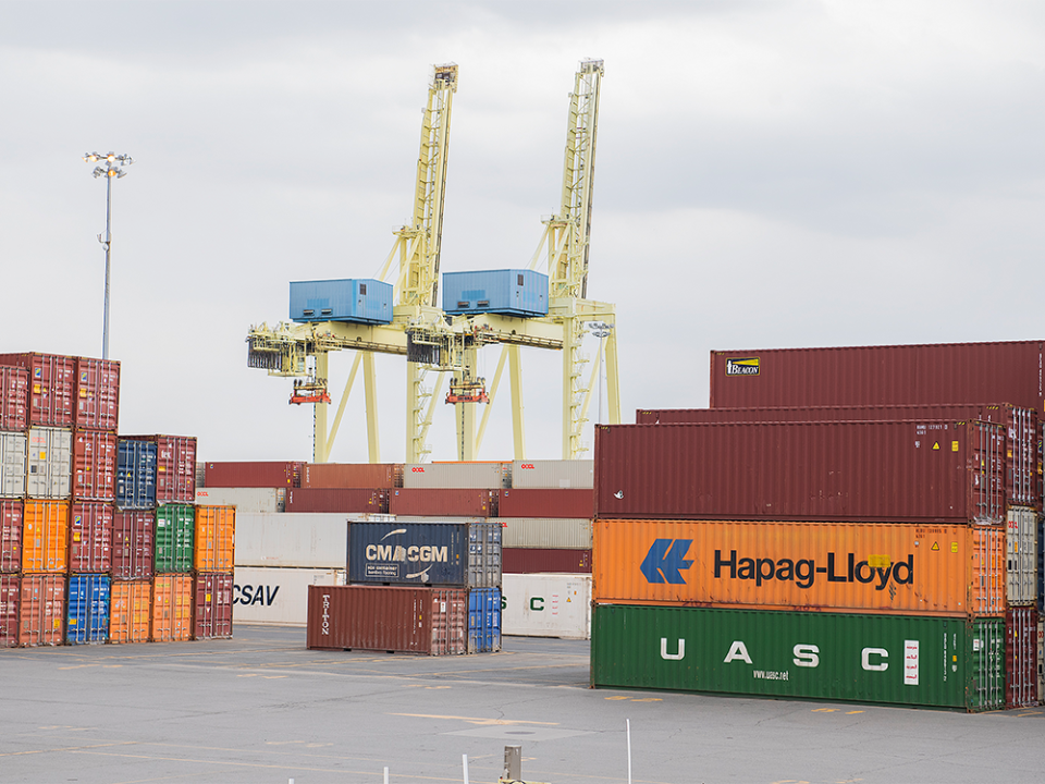  Shipping containers are shown at the Port of Montreal.