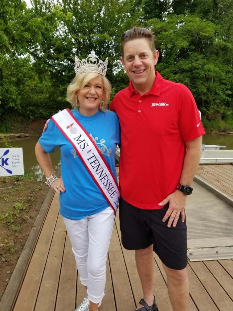 Ms. Tennessee Cheri Doane with the Float Master, WBIR news anchor John Becker, at the newly titled Charlie’s Launch at Roy Arthur Stormwater Park in Karns on May 20, 2023, at the annual Beaver Creek Flotilla.