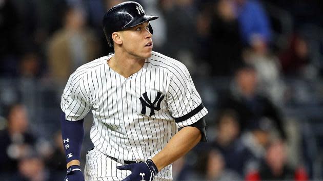 Aaron Judge leading off for the Yankees? It's possible according to manager Aaron Boone. (AP)