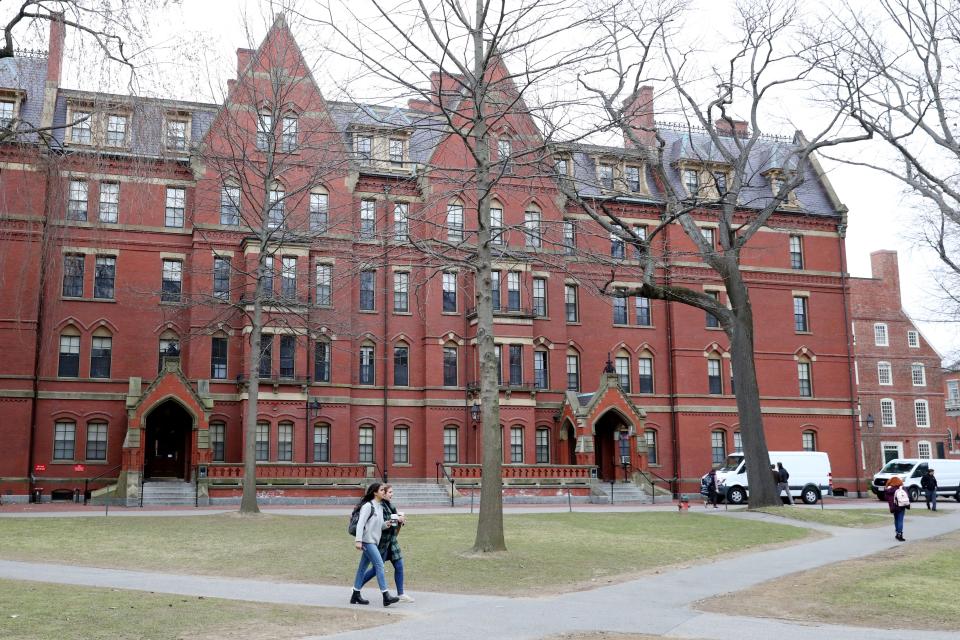 Harvard Yard on the campus of Harvard University in Cambridge, Mass., on March 12, 2020.