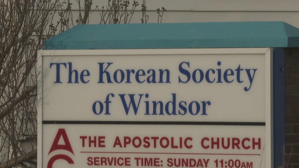 The sign of the Korean Society of Windsor building on Irvine Avenue in Windsor.