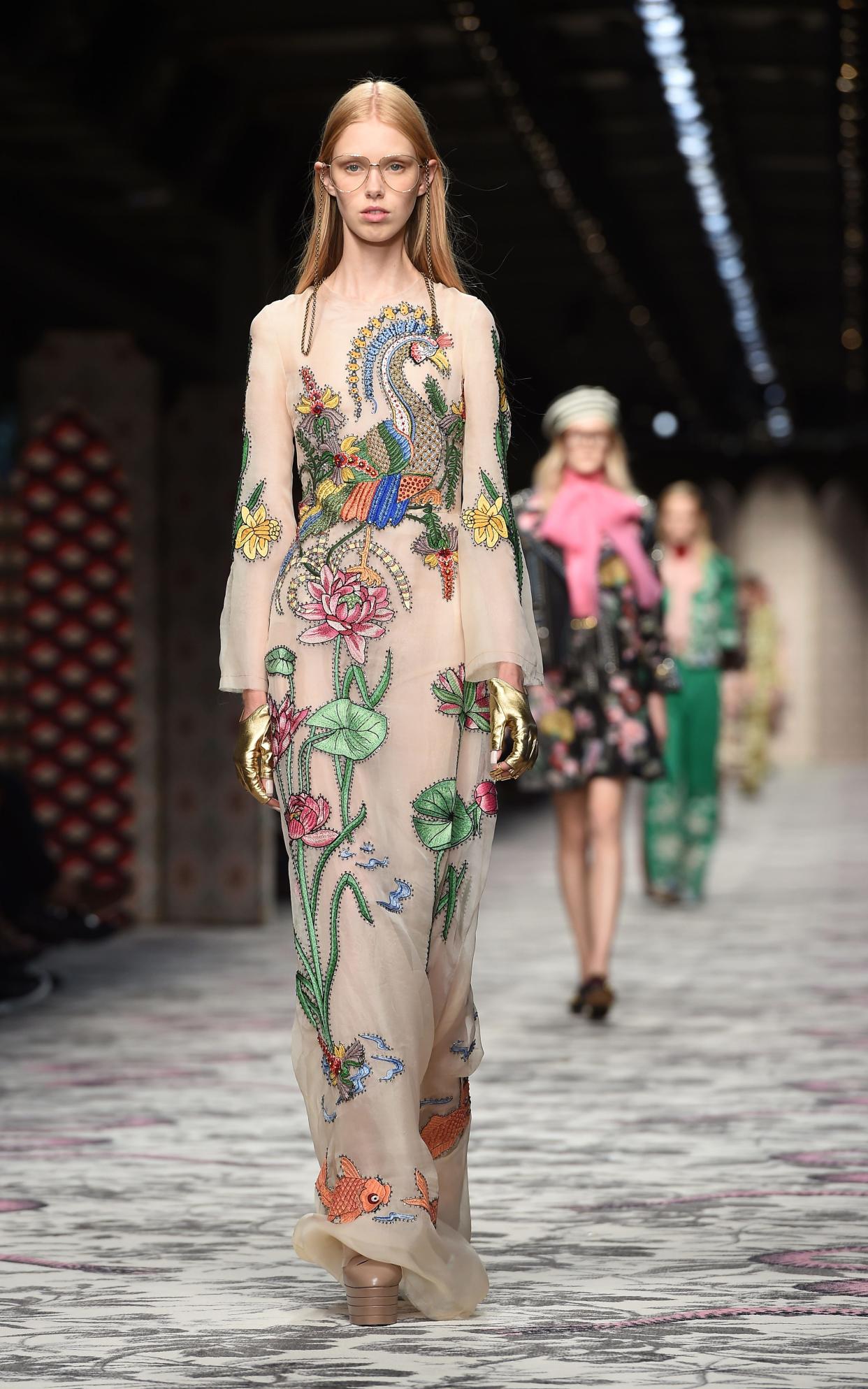 One of the dresses- from the SS16 collection- on display at Gucci Garden - 2015 Venturelli