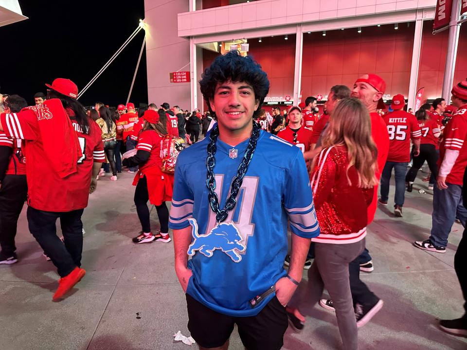 Carter Zins traveled from North Dakota to watch the Detroit Lions play against the San Francisco 49ers in the NFC Championship. Leaving the stadium with tears and hopes for better outcome, Zins remains proud of the Lions in Santa Clara, California, on Jan. 28, 2024.