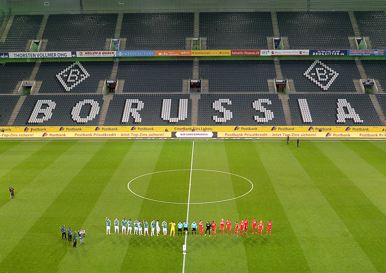 MOENCHENGLADBACH, GERMANY - MARCH 11: (BILD ZEITUNG OUT) general view inside the stadium of Borussia Moenchengladbach during the Bundesliga match between Borussia Moenchengladbach and 1. FC Koeln at Borussia-Park on February 9, 2020 in Moenchengladbach, Germany. (Photo by Ralf Treese/DeFodi Images via Getty Images)