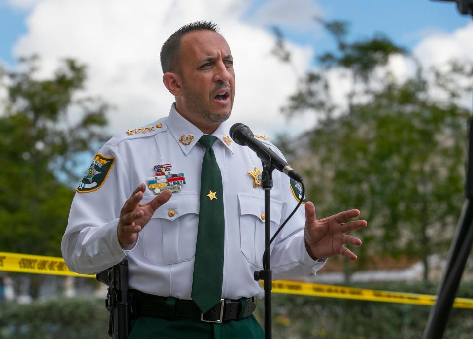 Lee County Sheriff Carmine Marceno said one person is dead and two people are injured in a fight Thursday, Dec. 2, 2021, in the Pine Manor neighborhood of Fort Myers.  He's shown here in a file photo.