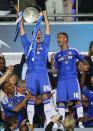 <p>Once Chelsea had beaten Bayern Munich, suspended skipper John Terry appeared in full kit – including shin pads – to collect the trophy and celebrate, sparking a thousand memes and GIFS. </p>