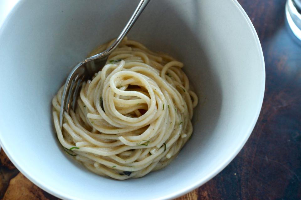 The cacio e pepe at Emmer & Rye is a modern classic in the Austin dining world.