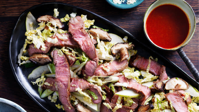 Korean Beef, Cabbage And Mushroom Salad With Gochujang Dressing