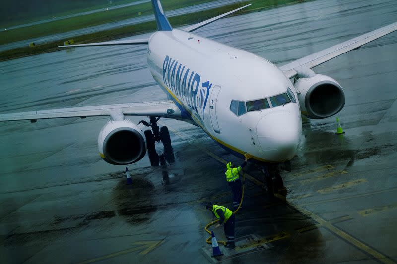 FILE PHOTO: Ryanair says cabin crew strikes hitting less than 2% of flights