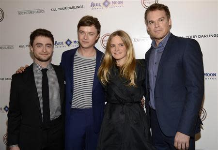 Cast members Daniel Radcliffe (L-R), Dane DeHaan, Jennifer Jason Leigh and Michael C. Hall attend the film premiere of "Kill Your Darlings" in Beverly Hills, California October 3, 2013. REUTERS/Phil McCarten
