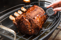 <p>Prime rib, also referred to as standing rib roast, is a beautiful piece of meat. Whenever we need a truly showstopping <a href="https://www.delish.com/holiday-recipes/christmas/g3630/christmas-roast/" rel="nofollow noopener" target="_blank" data-ylk="slk:holiday roast" class="link ">holiday roast</a>, we turn to it. A well-cooked prime rib is juicy, full of flavor, and not at all difficult to make. Plus, it's impressive: You'll make your guests <em>think</em> you labored for hours, but it'll be your little secret that it was no sweat and really your oven did all the work. <br><br>Get the <strong><a href="https://www.delish.com/cooking/recipe-ideas/a20968995/how-to-cook-prime-rib/" rel="nofollow noopener" target="_blank" data-ylk="slk:Perfect Prime Rib recipe" class="link ">Perfect Prime Rib recipe</a></strong>. </p>