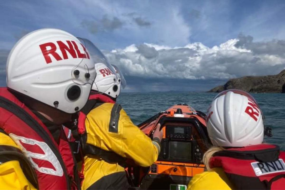 The inshore lifeboat was launched to reports of a dinghy in difficulty. <i>(Image: RNLI/St Davids)</i>