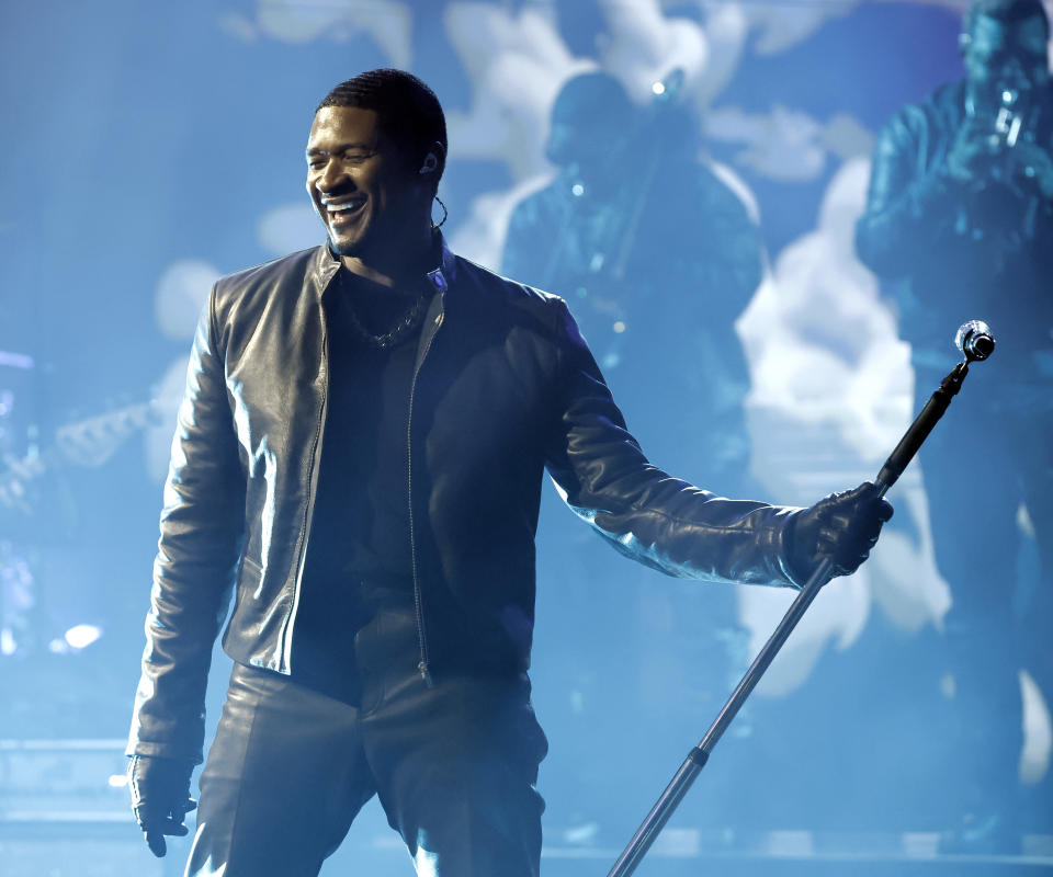 In this image released on August 2, Usher performs onstage during a taping of iHeartRadio’s Living Black 2023 Block Party in Inglewood, California.