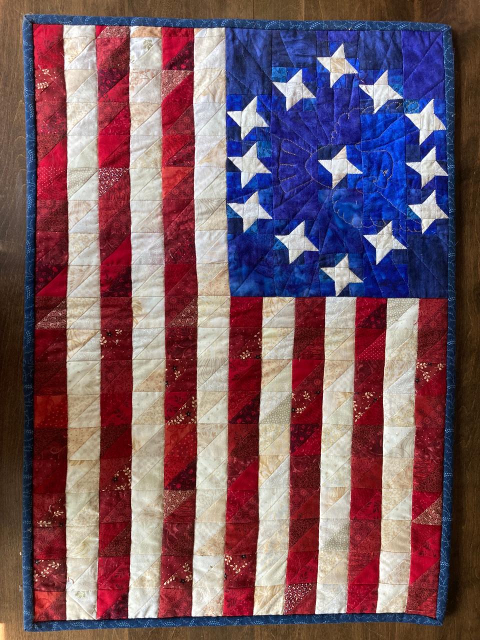 The Betsy Ross flag quilt Barbara Sanden made for state Sen. Anne Gobi.