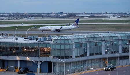 A United Airline Boeing 737-800 aircraft lands at O'Hare International Airport in Chicago, Illinois, U.S., April 11, 2017. REUTERS/Kamil Krzaczynski