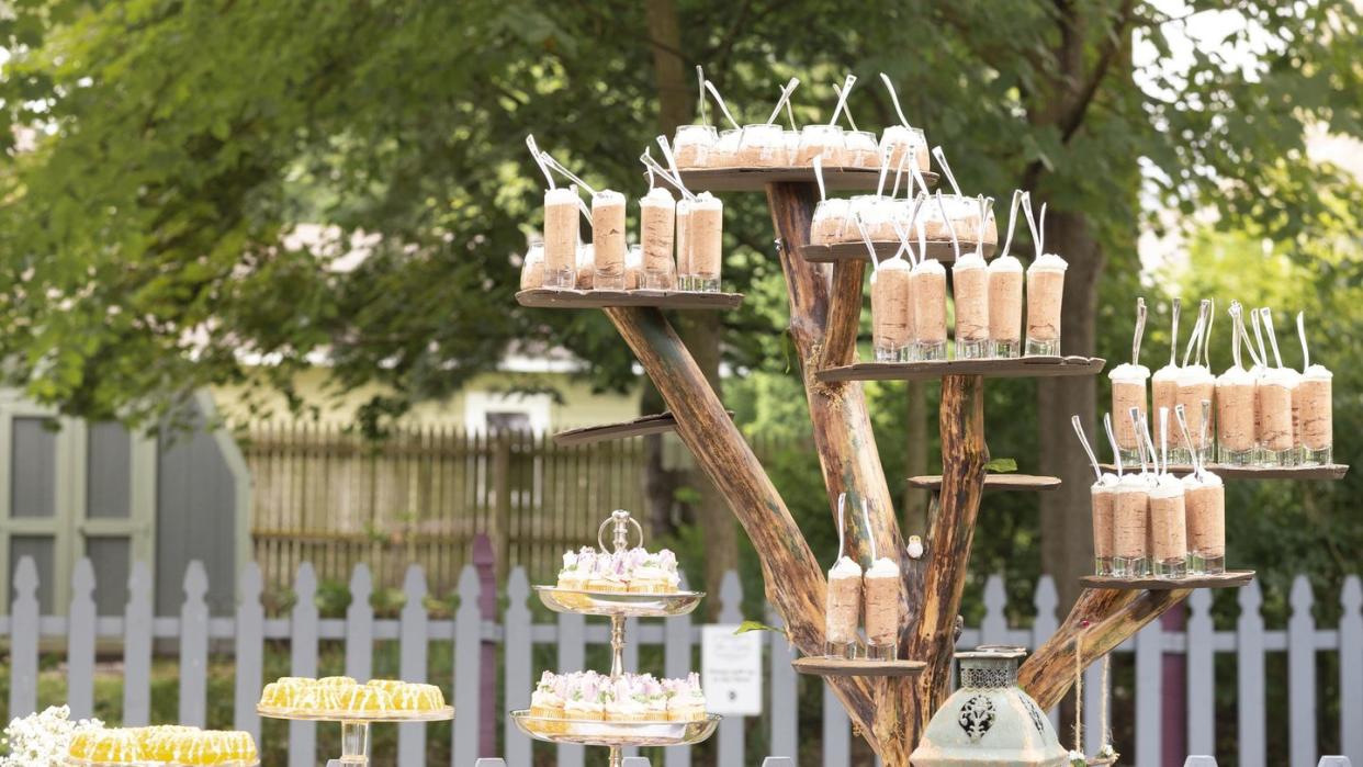 dessert station at backyard outdoor party