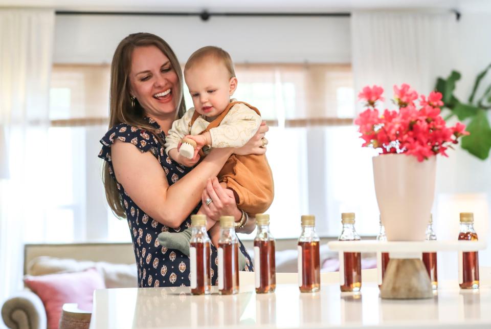 Shaylyn Gammon and son Finn. Gammon works for Blue Run Spirits as a Whiskey Director. She has a degree in Food Science and uses her nose and taste to help with the blending of whiskey. While pregnant, she didn't taste the spirits but used her nose to help decide which flavors and smell were good. "I think he will be proud," Shaylyn said of her son Finn, when he learns what his mother does to earn a living.  April 29, 2022