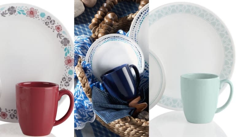 Corelle Classic dishes are super sturdy and break-resistant with the exception of these mugs, which feel cheap to the touch and are made separately, in China.