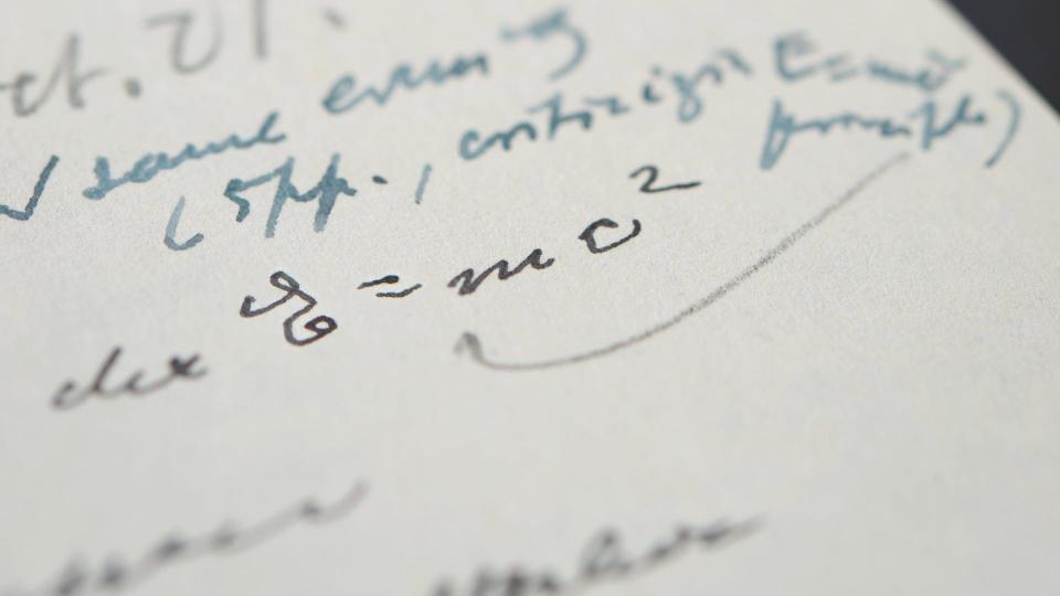 A handwritten detail featuring the equation of the special theory of relativity. The letter, dated Oct. 21, 1946 is from Einstein to a colleague and sold for over $1.2 million.