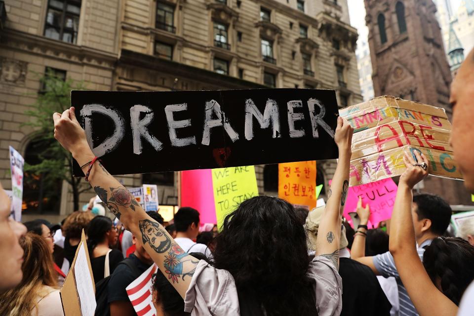 Protesters outside of Trump Tower in New York City on Aug. 15, 2017.