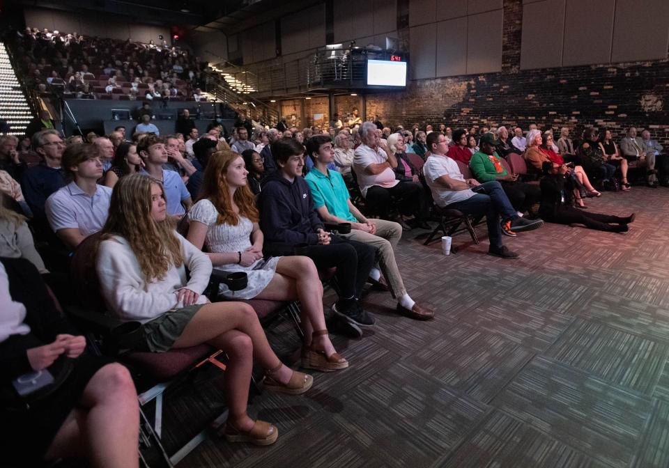 CivicCon attendees listen as Pensacola Mayor D.C. Reeves discusses the state of the city at The REX Theatre in downtown Pensacola on Tuesday, Feb. 7, 2023.